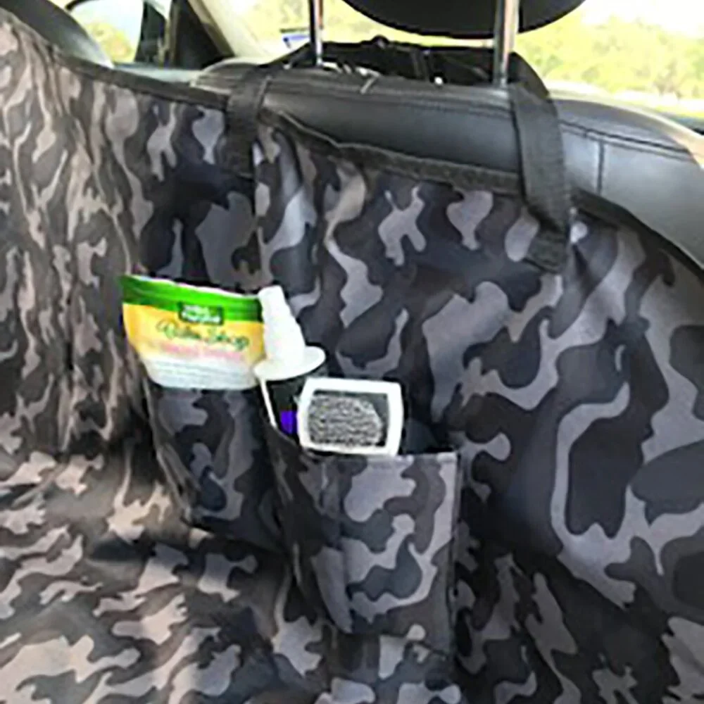 Camo Dog Pet Back Seat Waterproof Cover/Hammock for Car SUV Truck w/Pouch